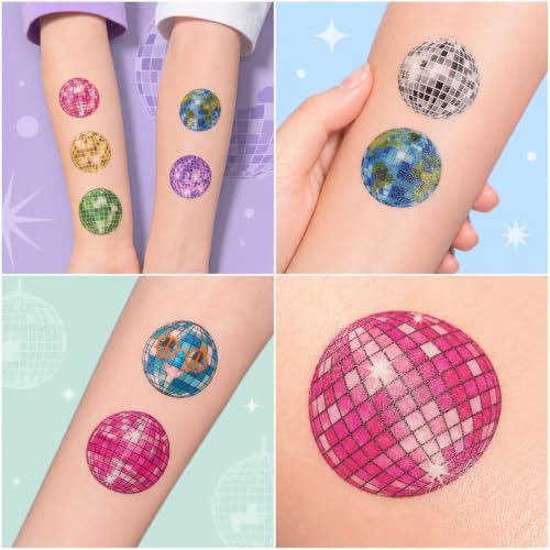 96PCS Disco Ball Temporary Tattoos for Kids & Teens - Retro Party & Carnival Stickers