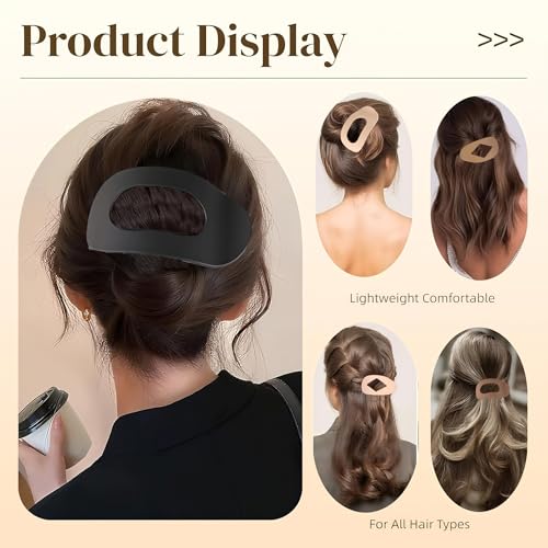 GANINMEETYI Variation A 8Pcs Matte No-Slip Flat Claw Hair Clips for Women