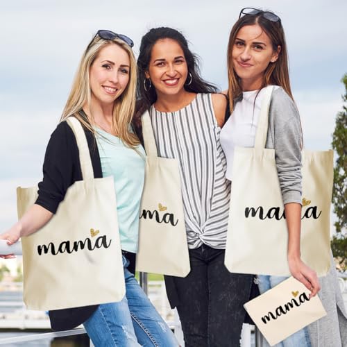 Canvas Tote Bag and Cosmetic Bag Set for Women, Lightweight Travel Handbag