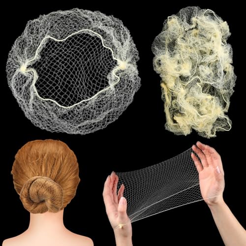 Beige Hair Nets for Women - 400 Pack, 20 Inch Elastic Bun Nets
