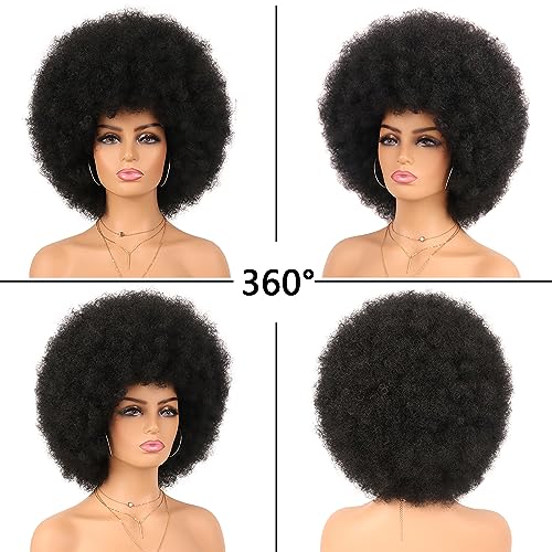 G&T Wig 70's Afro Curly Wig for Black Women - Glueless 1B Black