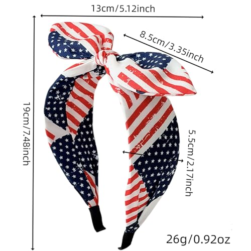 SEVSOASEVK Bule American Flag Headbands with Patriotic Bows - 4th of July Accessories