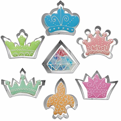 7-Piece Stainless Steel Crown Cookie Cutter Set for Baking