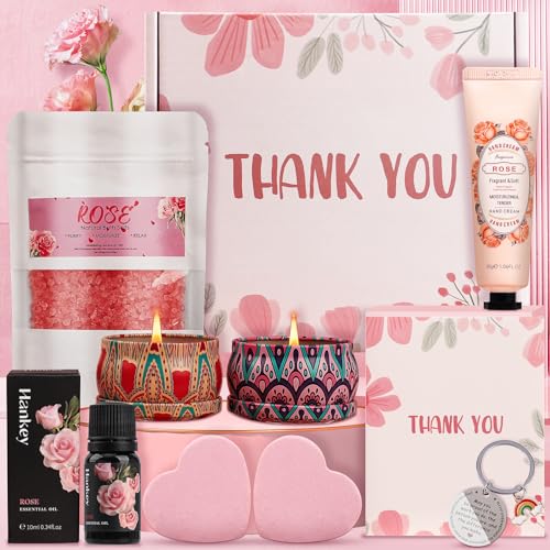 Oukuok Rose-Themed 9-Piece Pamper Spa Gift Set – Thank You Gifts for Women
