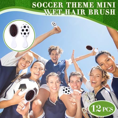 SiliFine Soccer Mini Detangler Brush Set - 12 Pcs, White