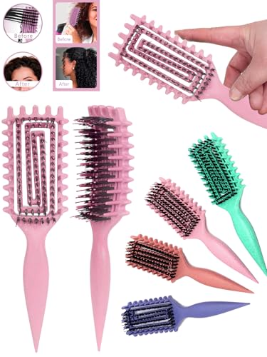Pink Curly Hair Brush for Detangling & Defining Curls - Sintario