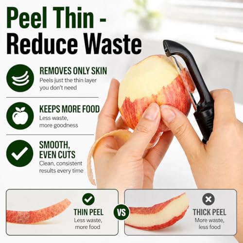 HOMARBOR Premium Vegetable Peeler | Ultra-Sharp Swivel Blade | Ergonomic Soft Grip Handle