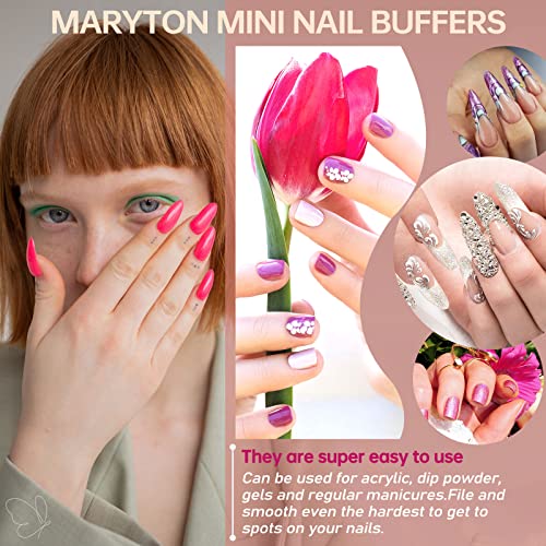 Maryton Mini Nail Buffer Blocks - 80/100 Grit for Gel & Acrylic Nails, 50 Count
