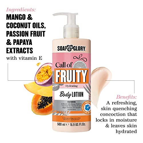 Soap & Glory Call of Fruity Vegan Body Lotion 500 ml - Hydrating Moisturizer with Coconut Oil & Aloe