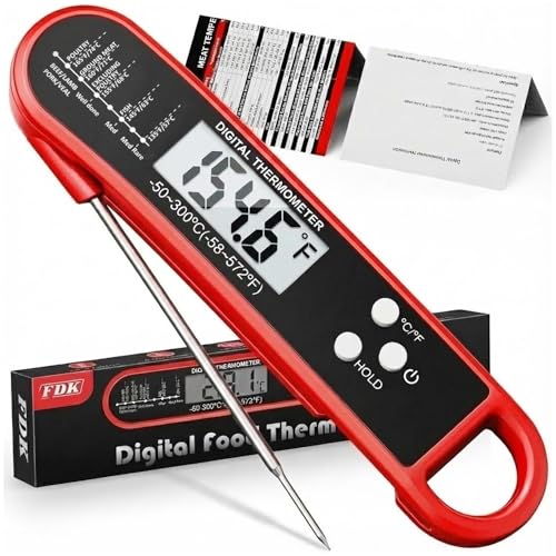 FDK Digital Meat Thermometer - Instant Read BBQ Probe with Magnet & Waterproof Design