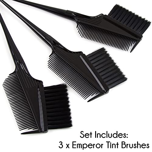 Emperor Hair Dye Brushes Set - 3 Angled Tint Brushes with Combs