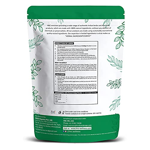 H&C 100% Natural Indigo Powder for Hair - 1 KG Pure Herbal Hair Color
