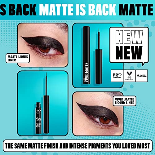 NYX Vivid Matte Liquid Liner Black 0.06oz - Smear-Resistant Precise Tip