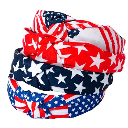 IDDFEVE 4-Pack Patriotic Headbands for Women - 4th of July & Independence Day Accessories