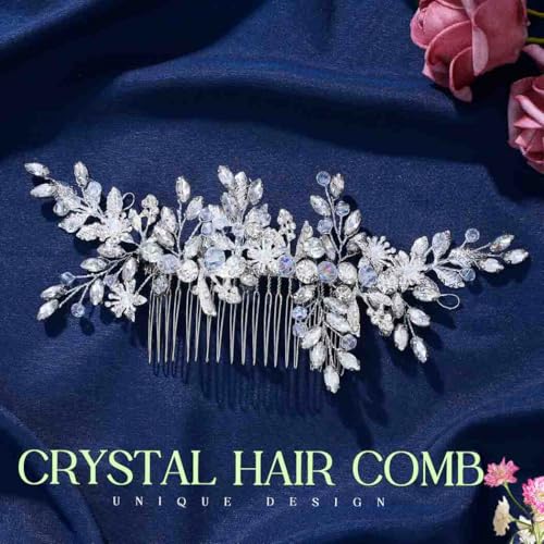 JAKAWIN Rhinestone Bridal Hair Comb - Silver Crystal Wedding Headpiece