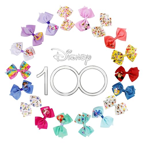 Disney 100th Anniversary Hair Accessory Set - 18pc Bow Clips for Girls