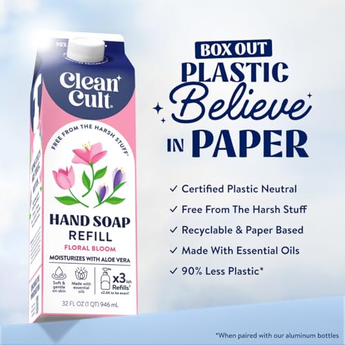 Cleancult Floral Bloom Liquid Hand Soap Refill - 32 oz (2 Pack) - Eco-Friendly & Moisturizing with Aloe Vera