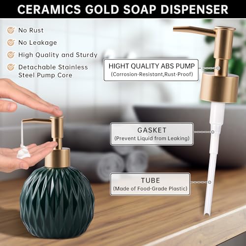 Ceramic Gold Soap Dispenser 400ml Green - BECHOICEN