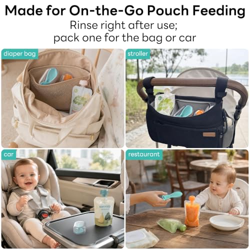 MiniMunch Baby Food Pouch Spoon Attachments - 5 Pack Silicone Toppers