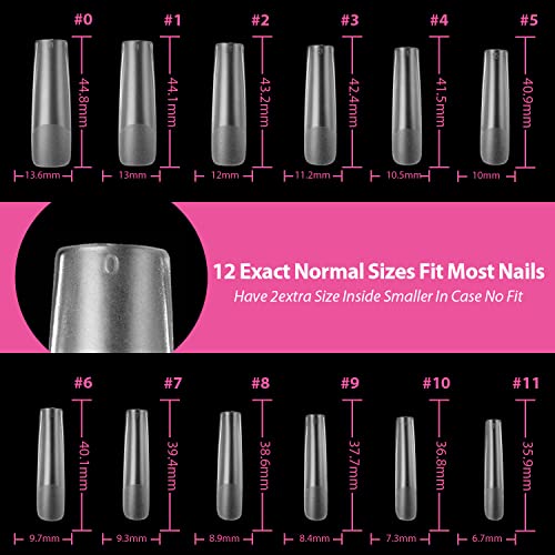 UNA GELLA XXL Clear Long Square Gel Fake Nails - 120pcs Press-On Tips