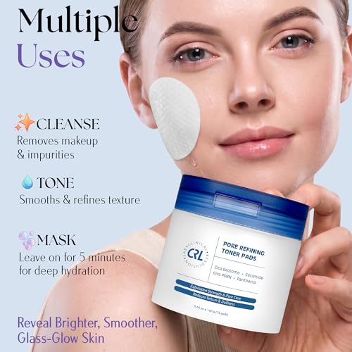 Clinical Resolution Pore Refining Toner Pads, 75 Count - AHA, BHA, Niacinamide & Cica for Smoother Skin