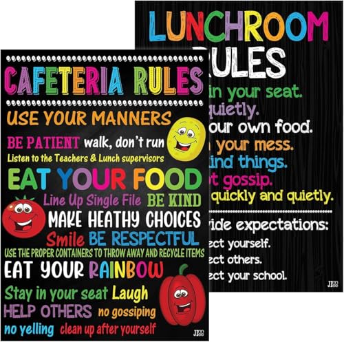 Cafeteria Rules Poster 11x17 | Colorful Classroom Wall Art