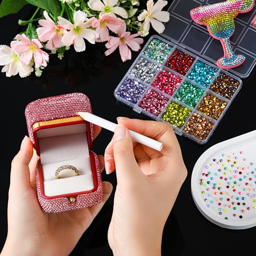 LERBOU Set 2 5-Box 3D Nail Art Accessories Kit with 24-Color Resin Rhinestones