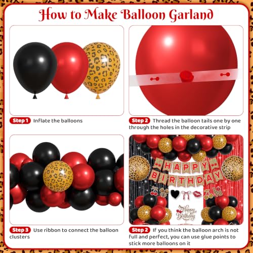 Red Cheetah Print Balloons & Birthday Decorations Set - 72pcs