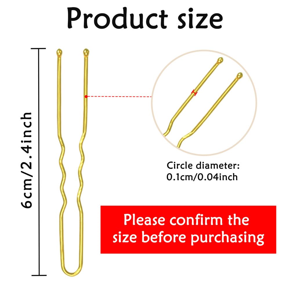 U Shaped Hair Pins - 330 Count Gold Bun Pins for Women | 2.4 Inch with Storage Box, All Hair Types