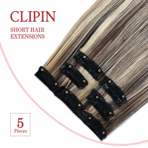 FIREFLYI 14-Inch Short Clip-In Hair Extensions – Matte Protein Fiber Volume