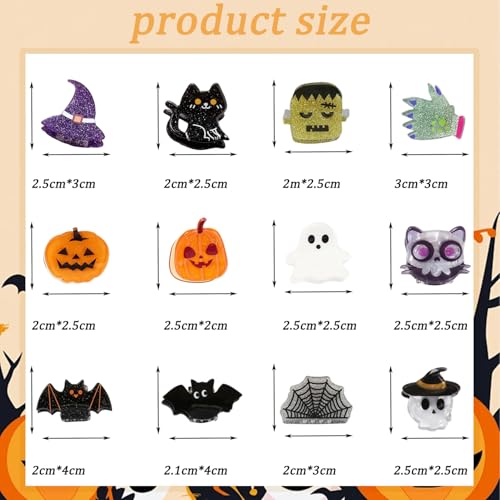 Mtruil Halloween Hair Claw Clips Set - Pumpkin Ghost Bat Design, Style 3, 12 Pieces