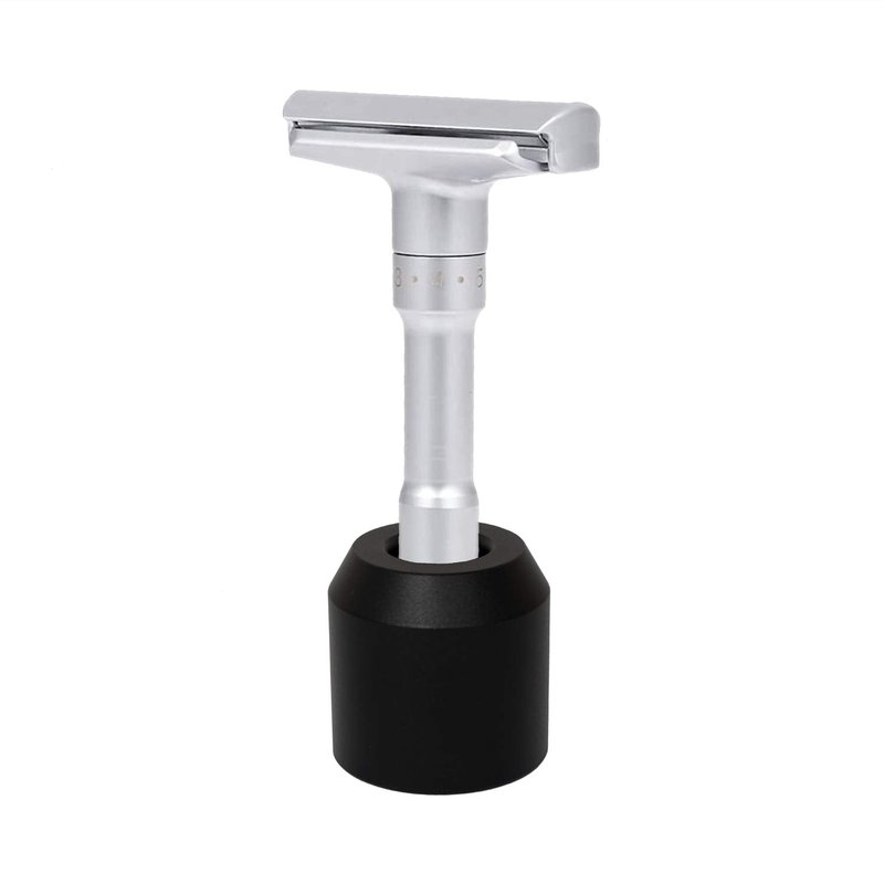 Evaty Men's Safety Razor Stand Aluminum Alloy Desk Pen Holder Toothbrush Shaving Razor Base Stand (B-Black)