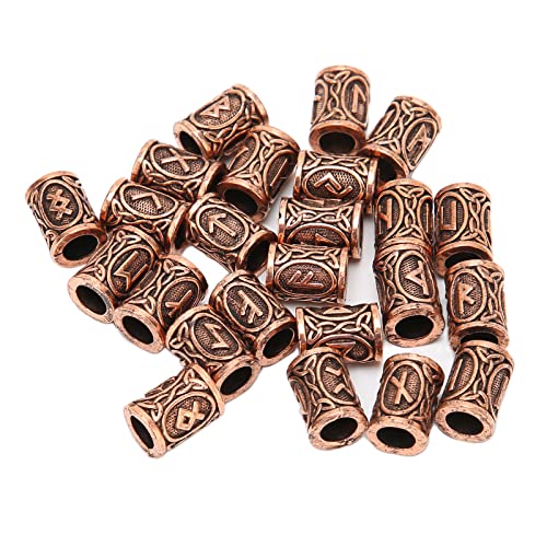 24 Viking Rune Hair Beads - Filigree Cuffs for Beard & Hair