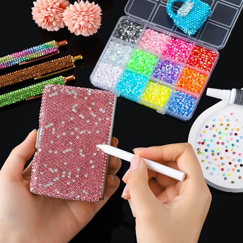 LERBOU Set 2 5-Box 3D Nail Art Accessories Kit with 24-Color Resin Rhinestones