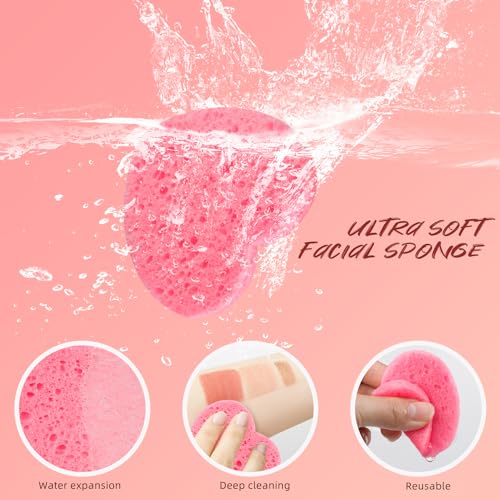 50-Pack Natural Heart-Shaped Facial Cleansing Sponges