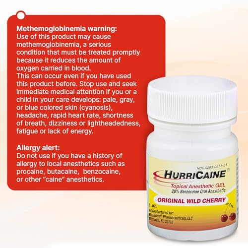 HurriCaine 20% Benzocaine Oral Pain Relief Gel - Wild Cherry 1oz