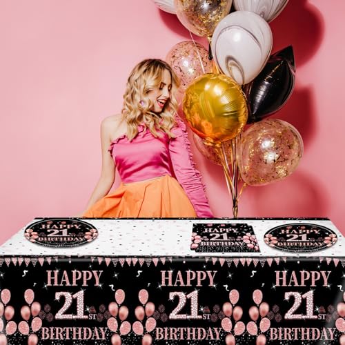 Rose Gold 21st Birthday Party Supplies Set for 20 Guests