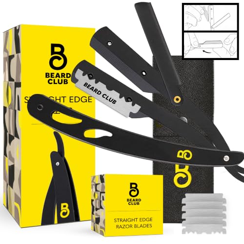 Premium Black Straight Razor Kit for Men - Barber Quality Shaves