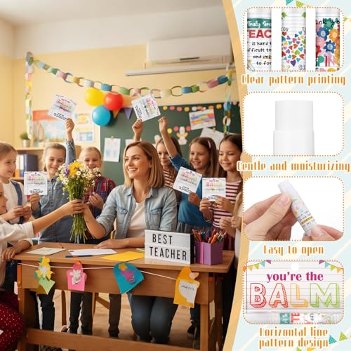 Loopeer 24 Pcs Teacher Lip Balms - You're The Balm Gifts for Educators