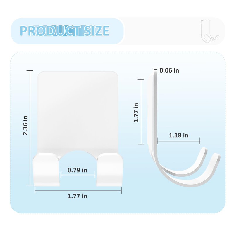 VIS'V Shower Wall Razor Holder, Metal Adhesive Razor Hooks for His and Hers, Waterproof, White, 2 Pcs