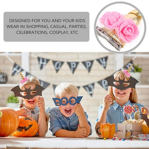 Golden Pink Flower Horn Hair Clips - 2 Pack for Girls