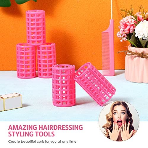 Syhood 12 Pcs Pink Hair Rollers Set - Large Curlers 2.6x1.4 Inch