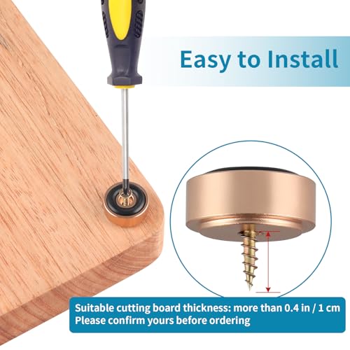 Sanbege 8 Pcs Non-Slip Cutting Board Feet with Screws - Gold