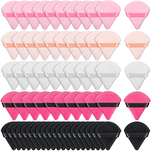 Caffox 60pcs Triangle Makeup Powder Puffs for Face & Eyes