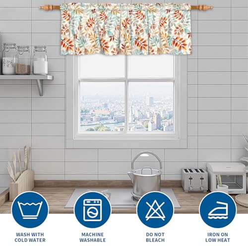 54x18 Inch Fall Eucalyptus Leaves Window Valance for Kitchen & Living Room