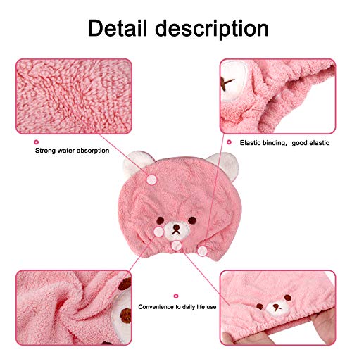 Lamoutor Kids Hair Drying Towel Cap - 3 Pack Soft & Absorbent