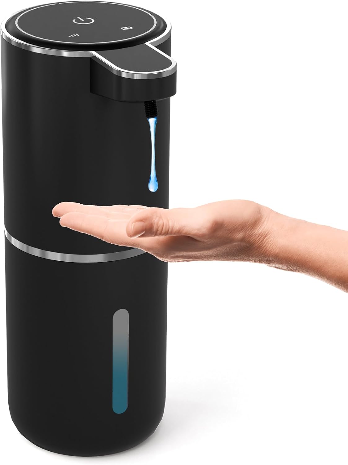 Automatic Foaming Soap Dispenser - Touchless 12.8oz Rechargeable Wall Mount for Bathroom & Kitchen | Black
