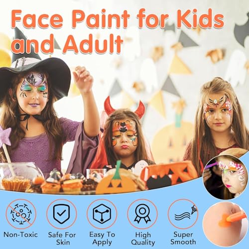 15PCS Neon UV Body & Face Paint Kit for Kids & Adults, Black Light Party Makeup