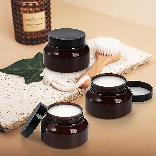Yarlung 16 Pack 8oz Amber Plastic Jars with Lids for Body Butter & Scrubs