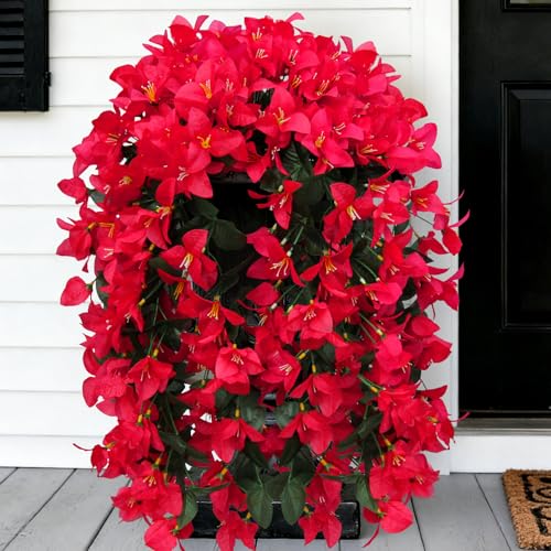 Pink Faux Bougainvillea Artificial Flowers - 2 PCS UV Resistant Silk Vines for Outdoor Decoration
